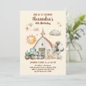 Landtiere Barnyard Bash Ranch Geburtstagspartei Einladung (Stehend Vorderseite)