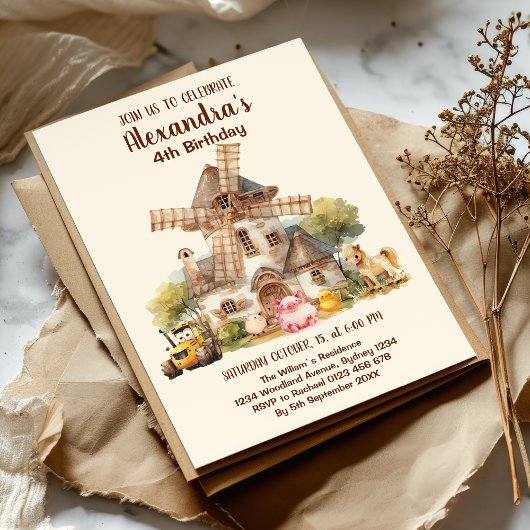 Landtiere Barnyard Bash Ranch Geburtstagsparty in Einladung