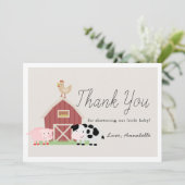 Landtiere Barnyard Beige Babydusche Einladung (Stehend Vorderseite)