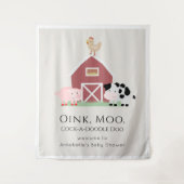 Landtiere Barnyard Beige Babydusche Willkommen Wandteppich (Vorderseite)