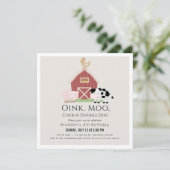 Landtiere Barnyard Beige Birthday Square Einladung (Stehend Vorderseite)