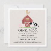 Landtiere Barnyard Beige Birthday Square Einladung (Vorderseite)