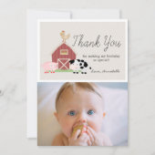 Landtiere Barnyard Beige Geburtstag Vielen Dank Einladung (Vorderseite)