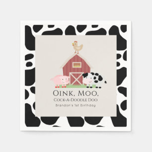 Landtiere Barnyard Beige Geburtstagspapier Napkins Serviette