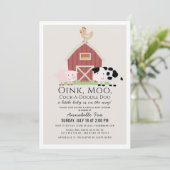 Landtiere Barnyard Beige Virtual Baby Dusche Einladung (Stehend Vorderseite)