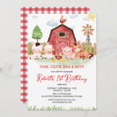 Landtiere Barnyard Birthday Einladung (Vorne/Hinten)
