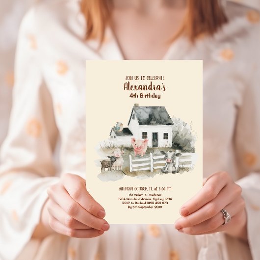 Landtiere Barnyard Birthday Einladung