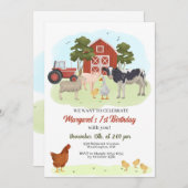 Landtiere Barnyard Birthday Einladung (Vorne/Hinten)
