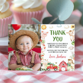 Landtiere Barnyard Birthday Foto Dankeskarte