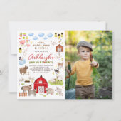 Landtiere Barnyard Birthday Party Foto Einladung (Vorderseite)