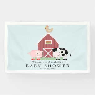 Landtiere Barnyard Blue Baby Dusche Willkommen Banner