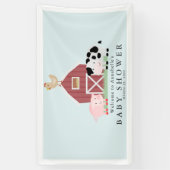 Landtiere Barnyard Blue Baby Dusche Willkommen Banner (Vertikal)