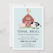 Landtiere Barnyard Blue Boy Geburtstag Einladung (Vorderseite)