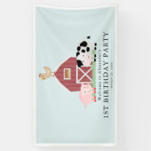 Landtiere Barnyard Blue Boy Geburtstag Willkommen Banner (Vertikal)