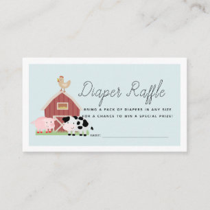 Landtiere Barnyard Blue Diaper Raffle Ticket Begleitkarte