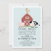 Landtiere Barnyard Blue Drive-by Baby Shower Einladung (Vorderseite)