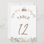 Landtiere Barnyard Boho Tischnummer (Rückseite)