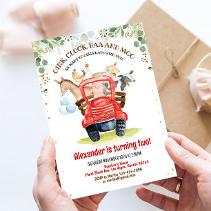 Landtiere Barnyard Boy Barn Party Farm Geburtstag Einladung