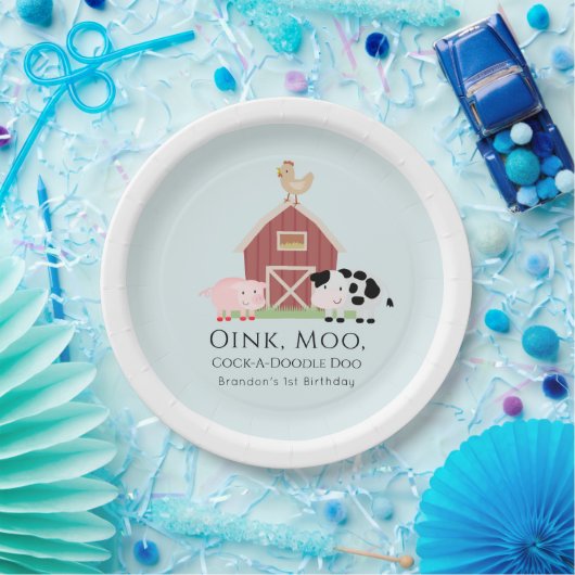 Landtiere Barnyard Boy Blue Birthday Pappteller (Party)