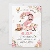 Landtiere Barnyard FARM GEBURTSTAG Einladung (Vorderseite)