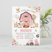 Landtiere Barnyard FARM GEBURTSTAG Einladung (Stehend Vorderseite)