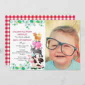 Landtiere Barnyard Foto Geburtstag Einladung (Vorne/Hinten)