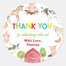 Landtiere Barnyard Geburtstag Danke, dass Sie Cla Runder Aufkleber