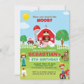 Landtiere Barnyard Geburtstagspartei Einladung (Vorderseite)