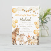 Landtiere Barnyard Geburtstagspartei Einladung (Stehend Vorderseite)