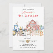 Landtiere Barnyard Geburtstagspartei Einladung (Vorderseite)