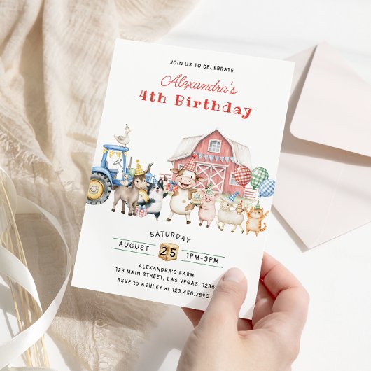 Landtiere Barnyard Geburtstagspartei Einladung