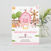 Landtiere Barnyard Geburtstagsparty Einladung (Stehend Vorderseite)