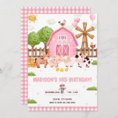 Landtiere Barnyard Geburtstagsparty Einladung (Vorne/Hinten)