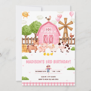 Landtiere Barnyard Geburtstagsparty Einladung