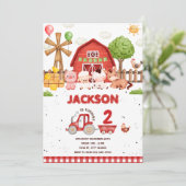 Landtiere Barnyard Geburtstagsparty Einladung (Stehend Vorderseite)