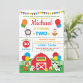 Landtiere Barnyard Geburtstagsparty Petting Zoo Einladung (Stehend Vorderseite)