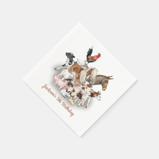 Landtiere Barnyard Geburtstagsparty Serviette (Ecke)