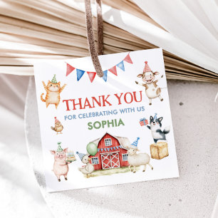 Landtiere Barnyard Geburtstagsparty Square Geschenkanhänger