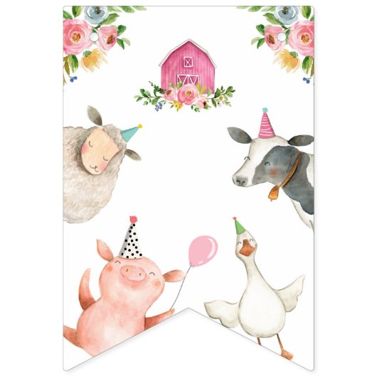 Landtiere Barnyard Girl Happy Birthday Banner (Erste Fahne)
