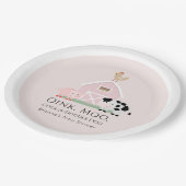 Landtiere Barnyard Girl Pink Babydusche Pappteller (Schrägansicht)