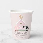 Landtiere Barnyard Girl Pink Geburtstag Pappbecher (Vorderseite)
