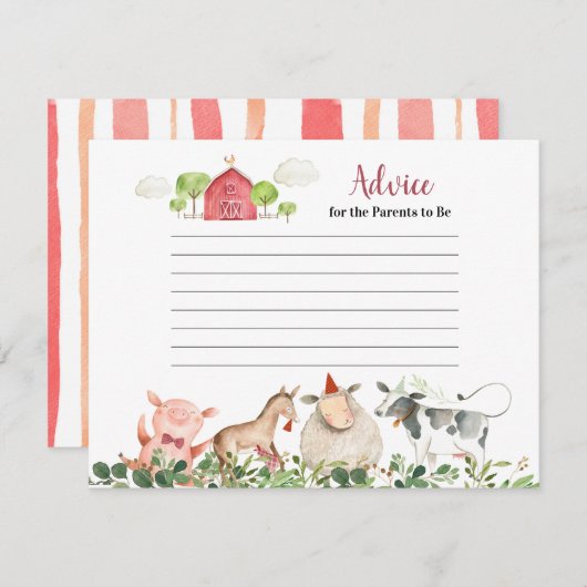 Landtiere Barnyard Grüne Beratung Begleitkarte (Vorne/Hinten)