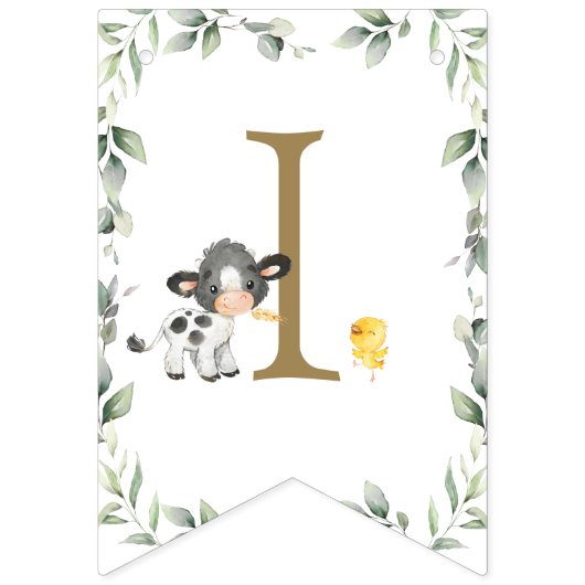 Landtiere Barnyard Grüne Es ist ein Junge Wimpelkette (Zweite Fahne)