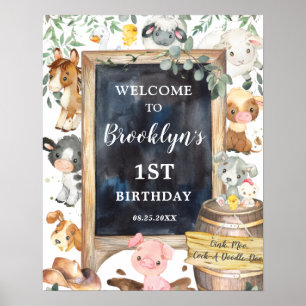 Landtiere Barnyard Grüne Geburtstag Willkommen Poster