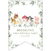 Landtiere Barnyard Grüne Happy Birthday Wimpelkette (Erste Fahne)