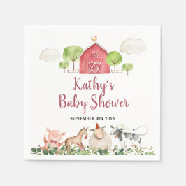 Landtiere Barnyard Grüne Serviette