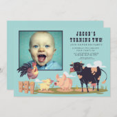 Landtiere Barnyard Kindergeburtstag Foto einladen Einladung (Vorne/Hinten)