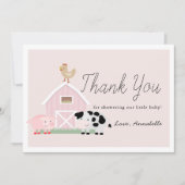 Landtiere Barnyard Pink Baby Dusche Vielen Dank Einladung (Vorderseite)
