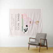 Landtiere Barnyard Pink Baby Dusche Willkommen Wandteppich (Beispiel (Horizontal))