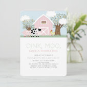 Landtiere Barnyard Pink Barn Girl Geburtstag Einladung (Stehend Vorderseite)